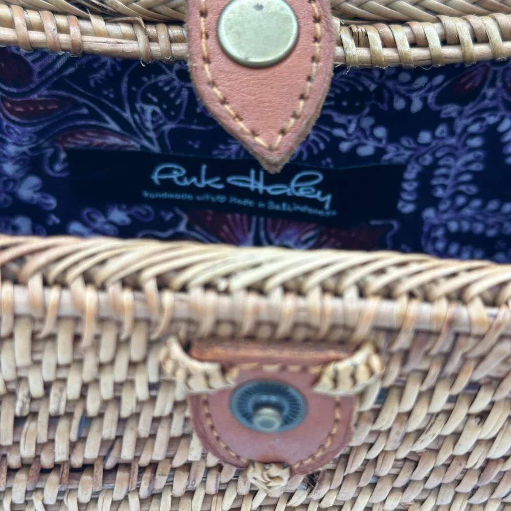 Pink Haley Handmade Rattan Crossbody Bag – Bali Style - Picture 5 of 7